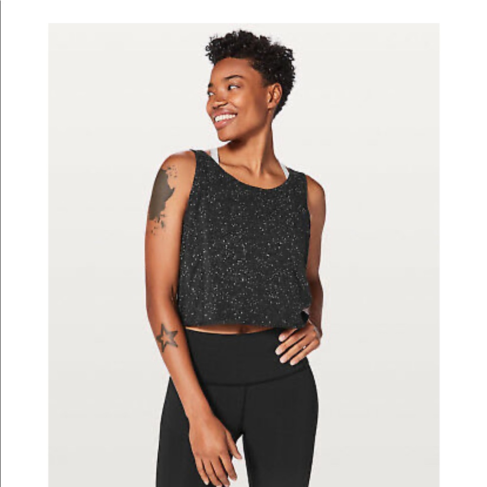 lululemon • Tie Crop Tank - Splatter Dye (Black)